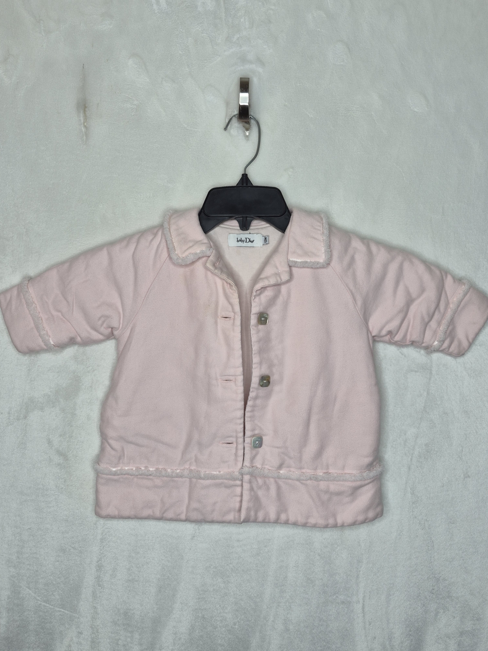 Vintage Baby Dior Pink Quilted Jacket Pearl Buttons J'ADORE Dior Back‎ 12M
